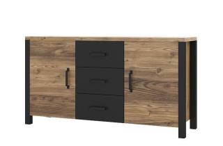 Komoda HEL. 26, appenzeller fichte-čierna