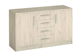 Klasická komoda so štyrmi zásuvkami a dvoma dvierkami dub craft