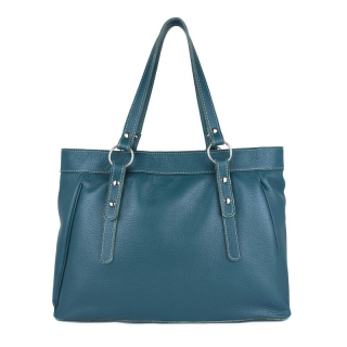 Veľká kožená kabelka v petrolejovej farbe