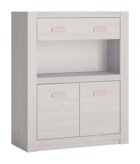 Komoda do detskej izby 02, dub craft-ružová