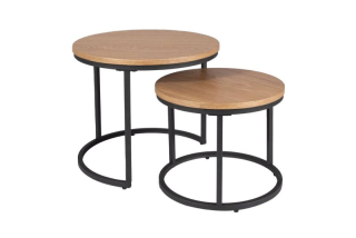 Set konferenčných stolíkov z MDF, čierna-dub