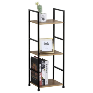 Regál, 3 police, dekor dub-čierny lak