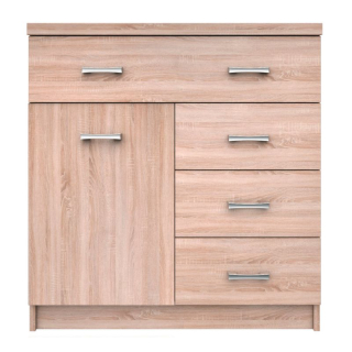 Jednodverová komoda, 4 zásuvky, dub sonoma