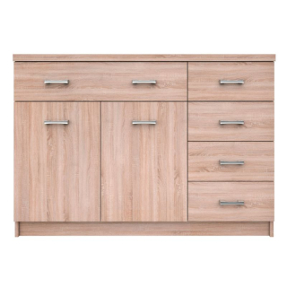 Dvojdverová komoda, 5 zásuviek, dub sonoma