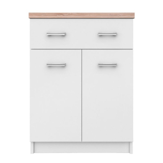 Dvojdverová komoda, 1 zásuvka, 60, biela-dub sonoma