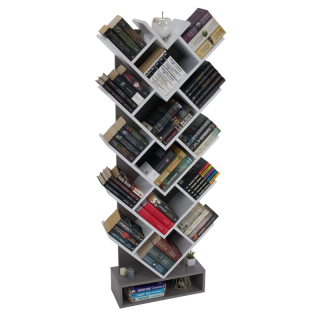 Štýlový regál, sivá-biela