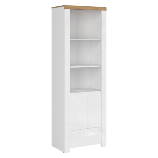 Regál 1D1S, biely lesk-dub wotan