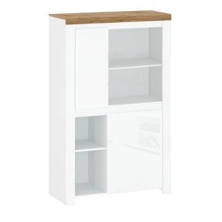 Regál 2D, biely lesk-dub wotan