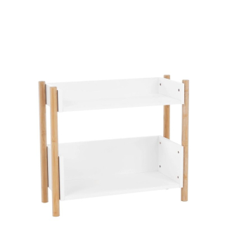 Elegantný 2-poličkový regál, prírodný bambus-biela