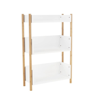 Elegantný 3-poličkový regál, prírodný bambus-biela