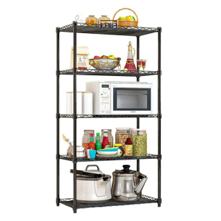 Regál, 5-policový, čierny kov