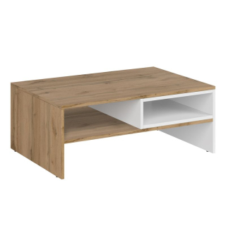 Konferenčný stolík s moderným vzhľadom, biela-dub wotan