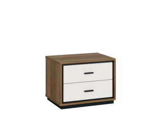 Moderný nočný stolík, dub catania-čierna perla-biely lesk