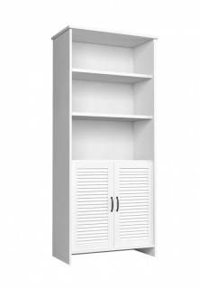 Regál s jednou dvojdvierkovou skrinkou, biely