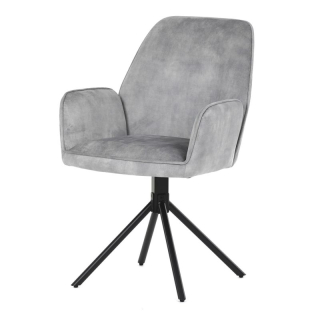 Stolička jedálenská a konferenčná, strieborná látka v dekore žíhaného zamatu