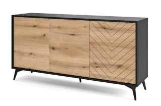 Elegantná moderná komoda K154 čierna-dub evoke