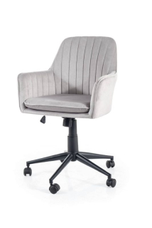 Otočné detské kreslo čalúnené sivou látkou