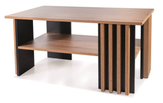 Štýlový konferenčný stolík s lamelami, čierna-dub artisan