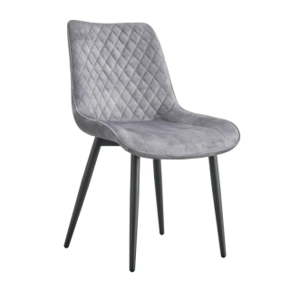 Jedálenská stolička, nohy kovové, látka svetlosivá