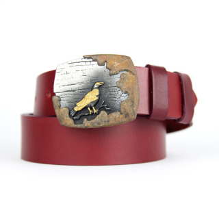 Kožený opasok BIRD - Bordová