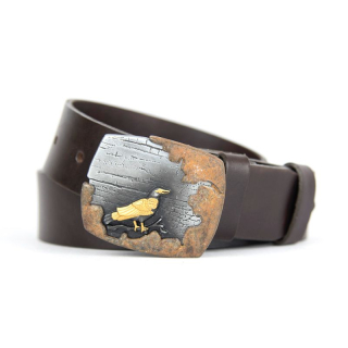 Kožený opasok BIRD - Tmavo hnedá