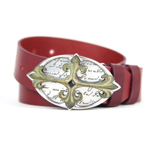 Kožený opasok KNIGHT - Bordová