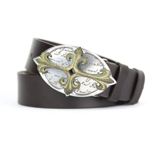 Kožený opasok KNIGHT - Tmavo hnedá