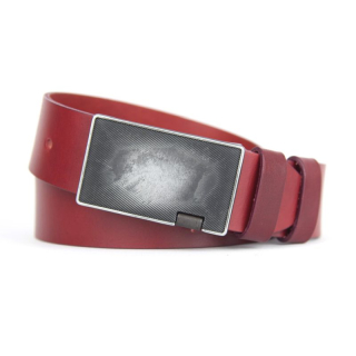 Kožený opasok PATCH - Bordová