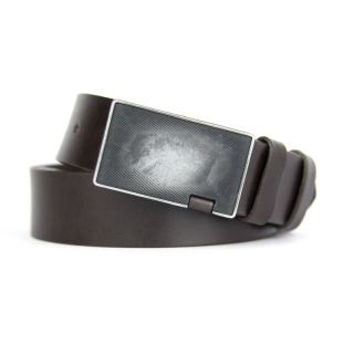 Kožený opasok PATCH - Tmavo hnedá