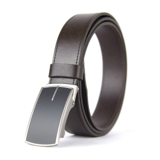 Kožený opasok s brzdou, šírka 3.5cm, POWER - Tmavo hnedá