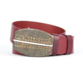 Kožený opasok RUSTY - Bordová