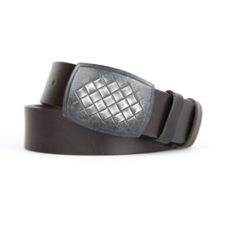 Kožený opasok SHIELD - Tmavo hnedá